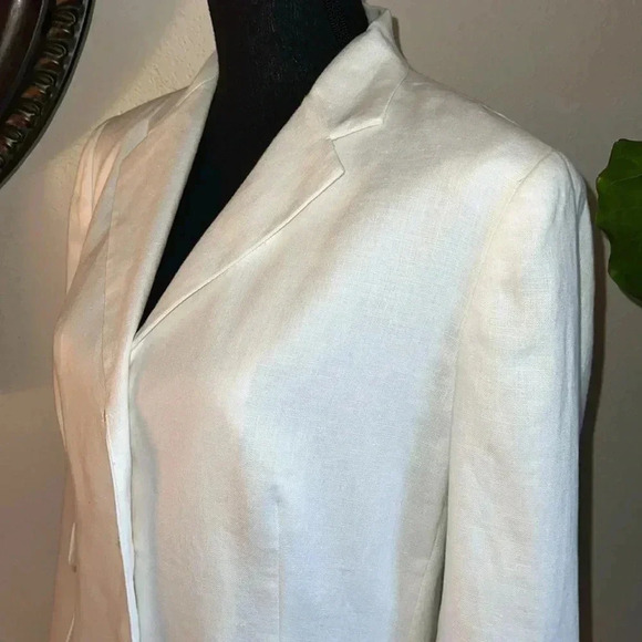 Ralph Lauren Women’s White 100% Linen Single Breasted Blazer Coat Jacket Size 10 - Picture 5 of 16